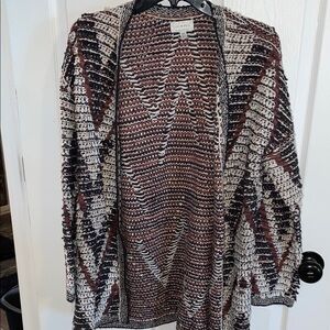 Lucky Brand Black and Brown Geometric Cardigan